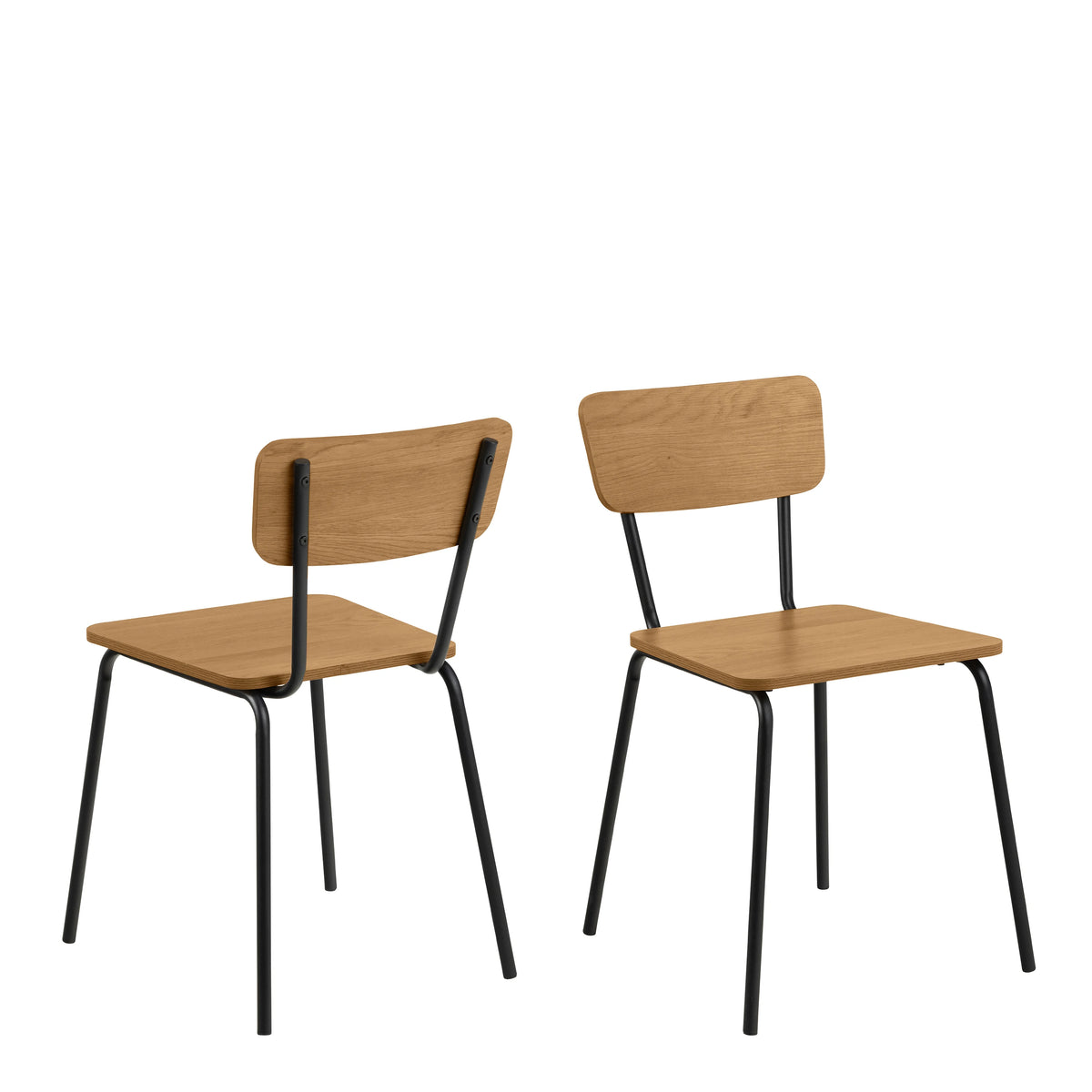 Peru Dining Table in Black and Oak includes 4 Peru Dining Chair in Steel and Oak