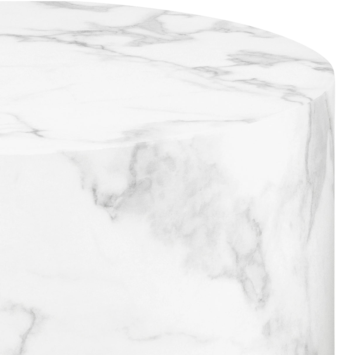 Dice Round Coffee Table Set of 2 in White Marble and Carrara Rough Paper