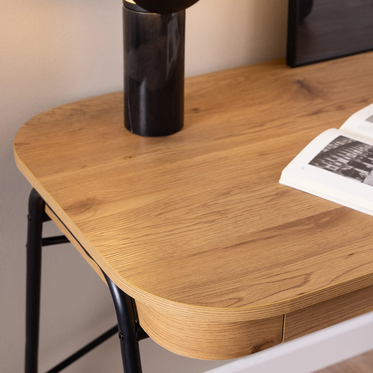 Blueton Desk with 2 Drawers in Black and Oak