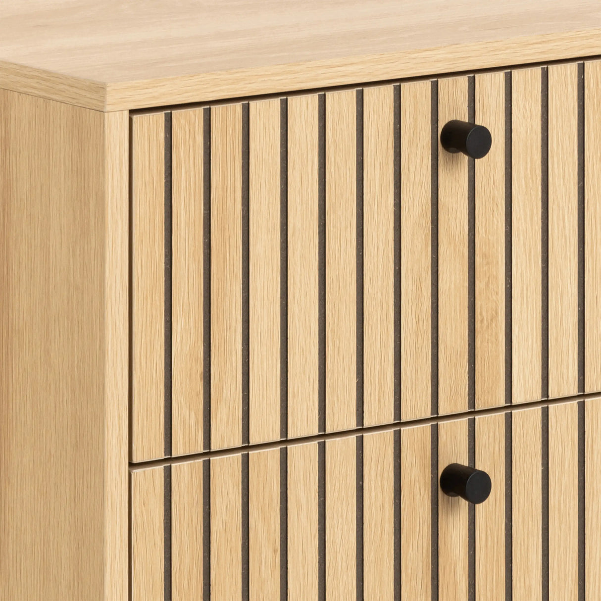 Albany 2 Drawer Bedside Table in Oak/Black Legs