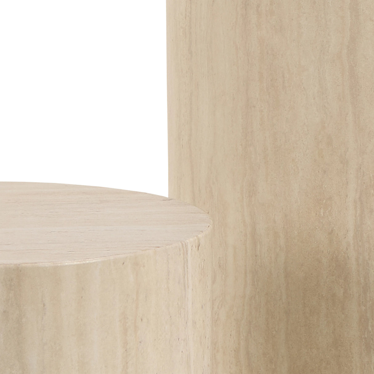 Dice Round Pedestal Set of 2 in Travertine Rough Paper