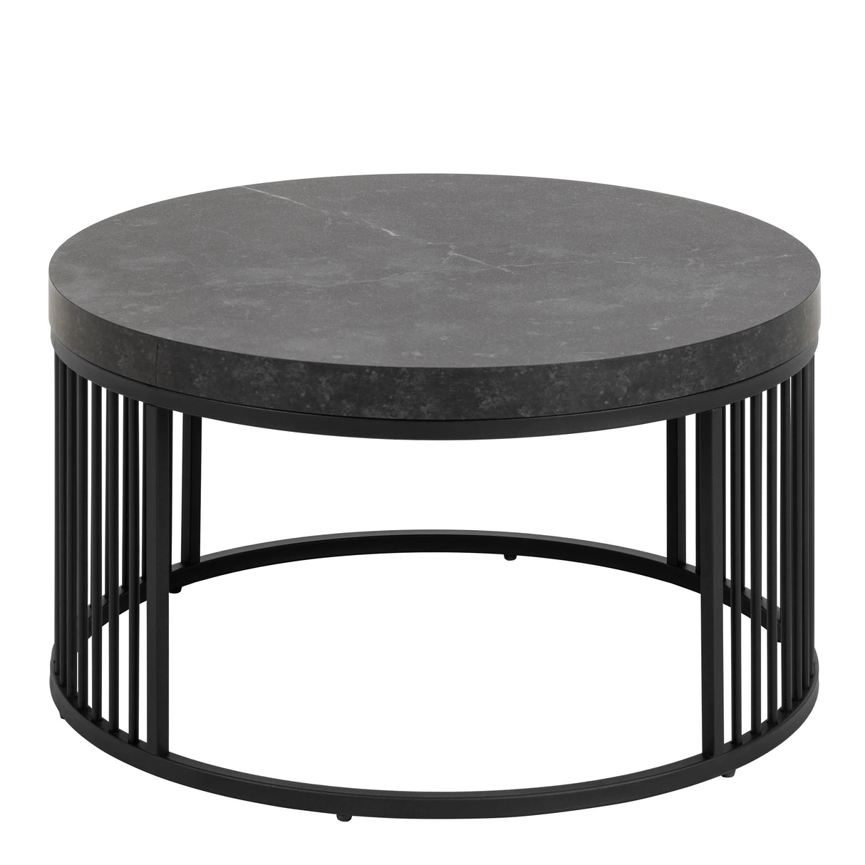 Strington Round Coffee Table in Matt Black 65x35cm