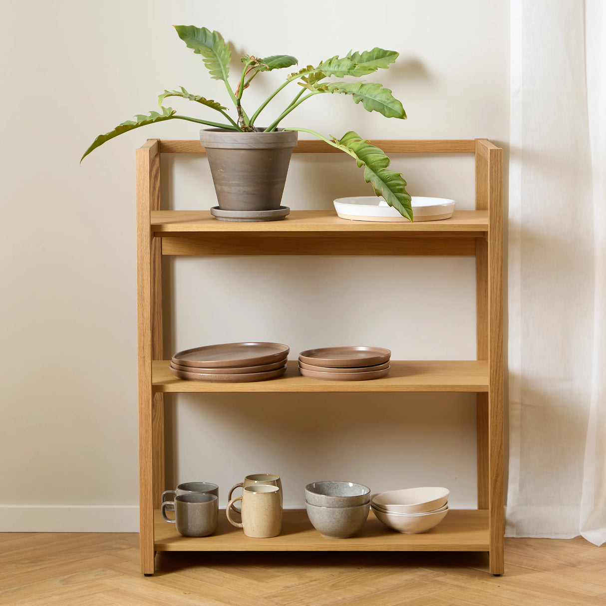 Ludza Rectangular Bookcase With 3 Shelves in Oak