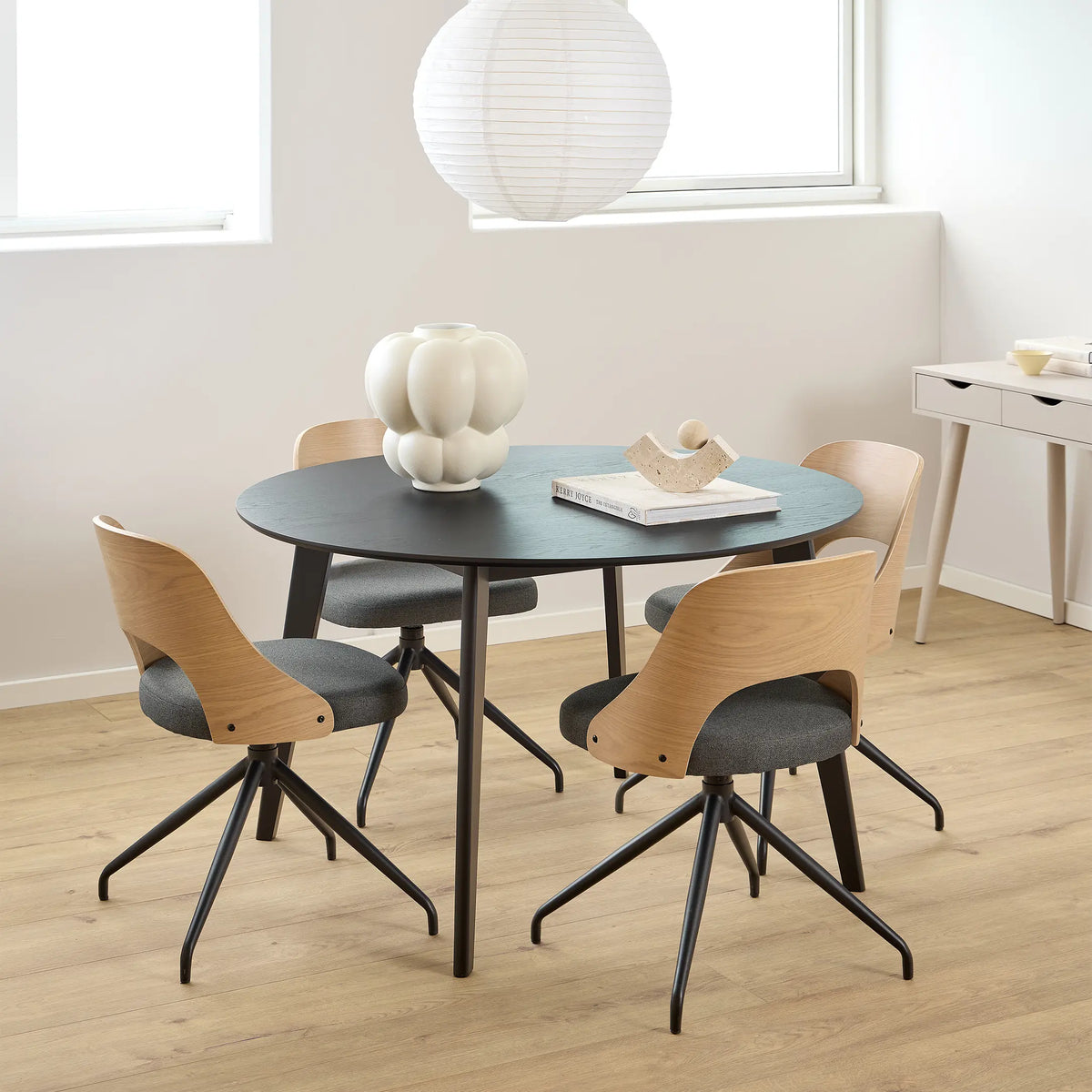 Roxby Round Dining Table in Matt Black 120x76cm