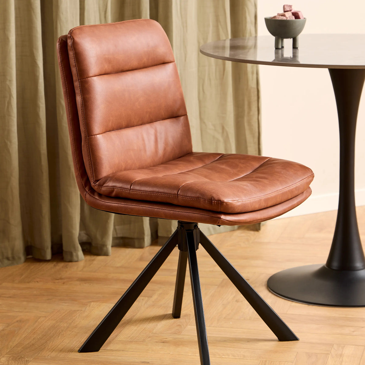 Dean Brandy PU Swivel Dining Chair Set of 2