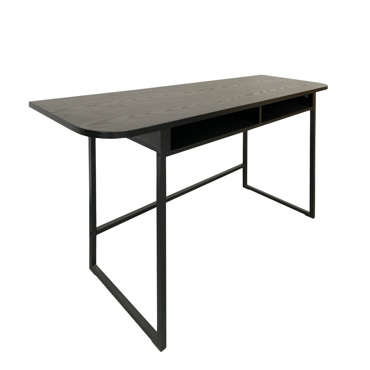 Darlington Console Table With Open Shelf and Oak Top in Black