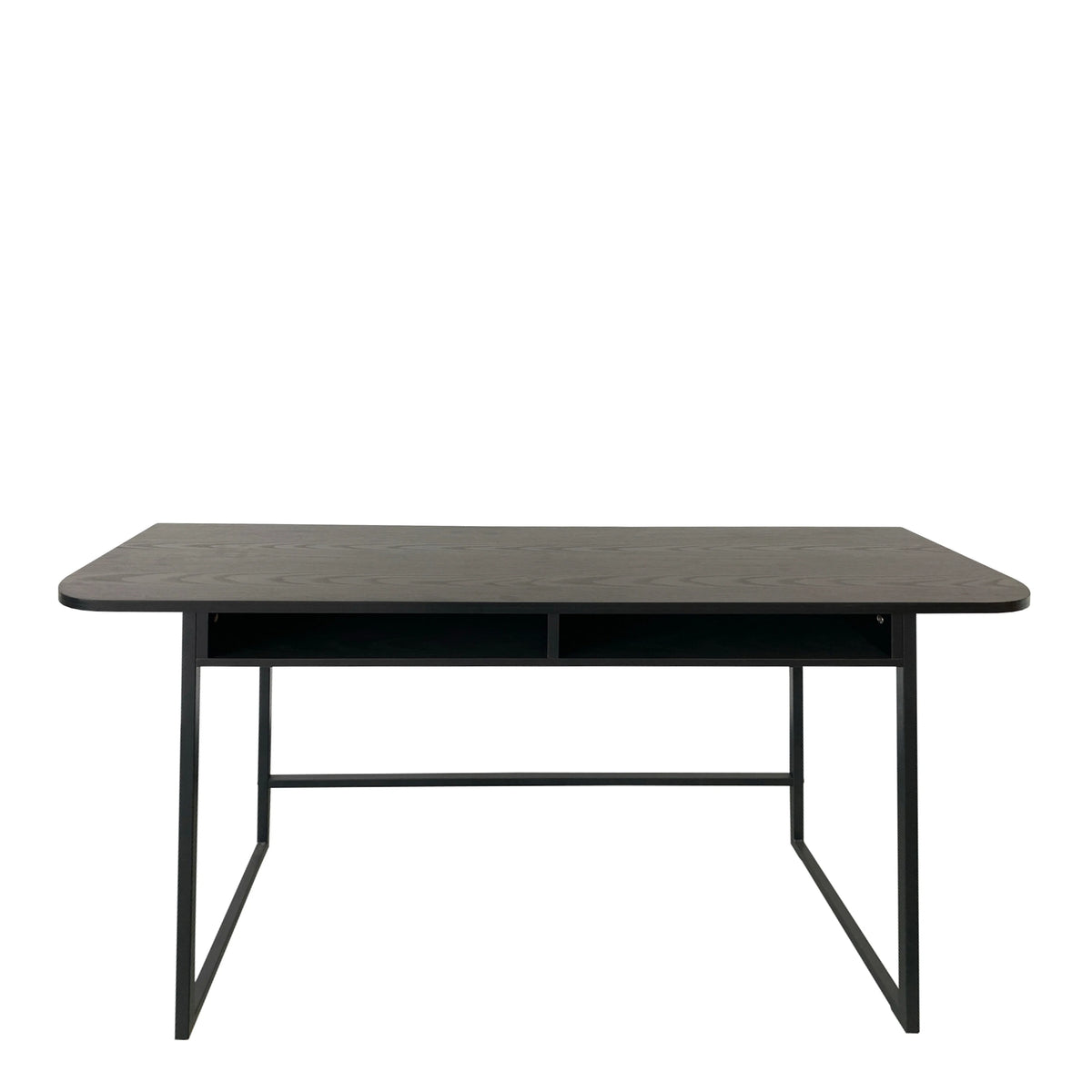 Darlington Console Table With Open Shelf and Oak Top in Black