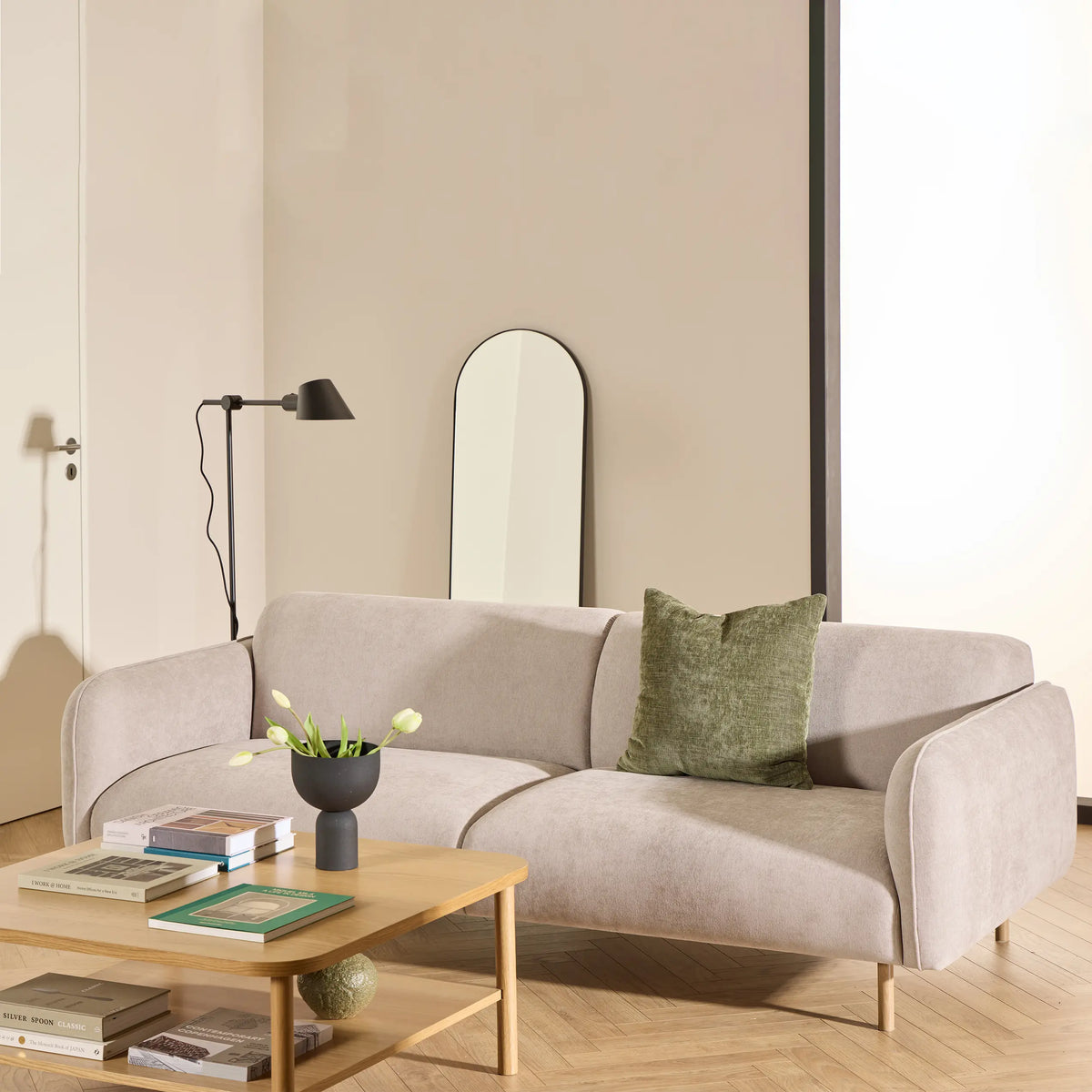 Westham 3 Seater Sofa in Fay Beige Fabric