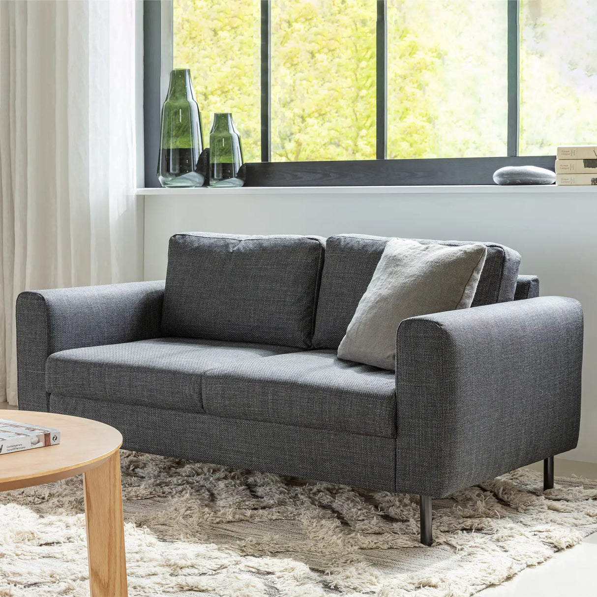 Omaha Set of 2 x 2 Seater Sofas in Basel Dark Grey Fabric