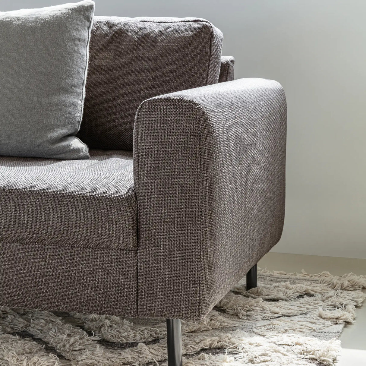 Omaha Set of 2 x 2 Seater Sofas in Basel Light Grey Brown Fabric