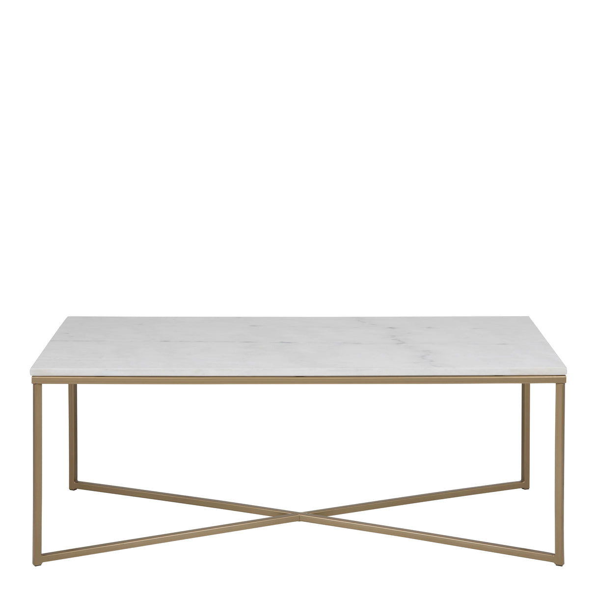 Alisma Coffee Table with White Marble Top & Brass Legs