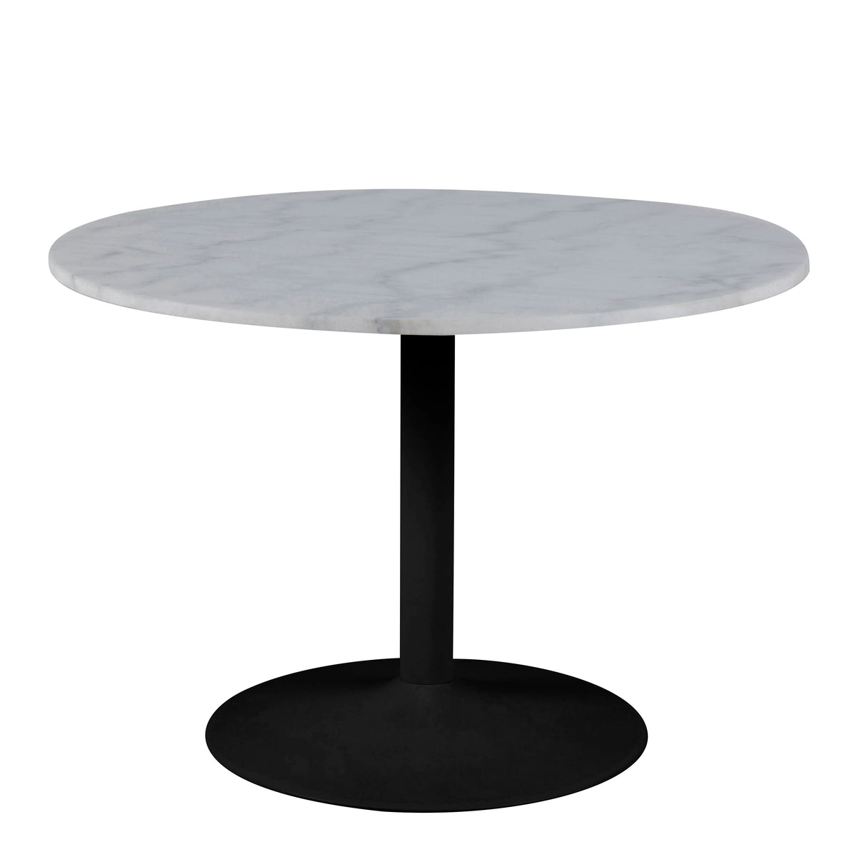 Tarifa Round Dining Table with White Polished Marble Top and Black Base 110x75cm