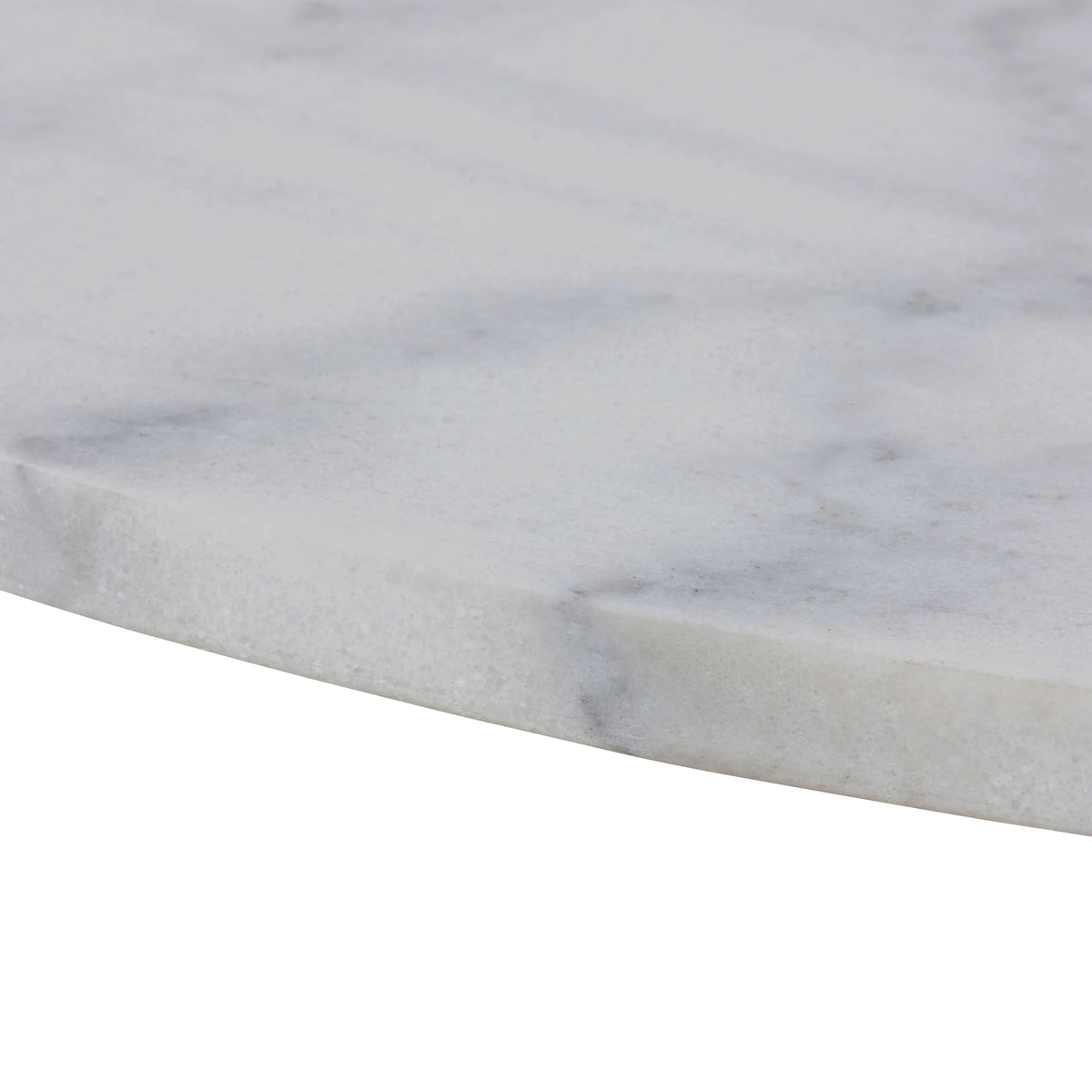 Tarifa Round Dining Table with White Polished Marble Top and Black Base 110x75cm