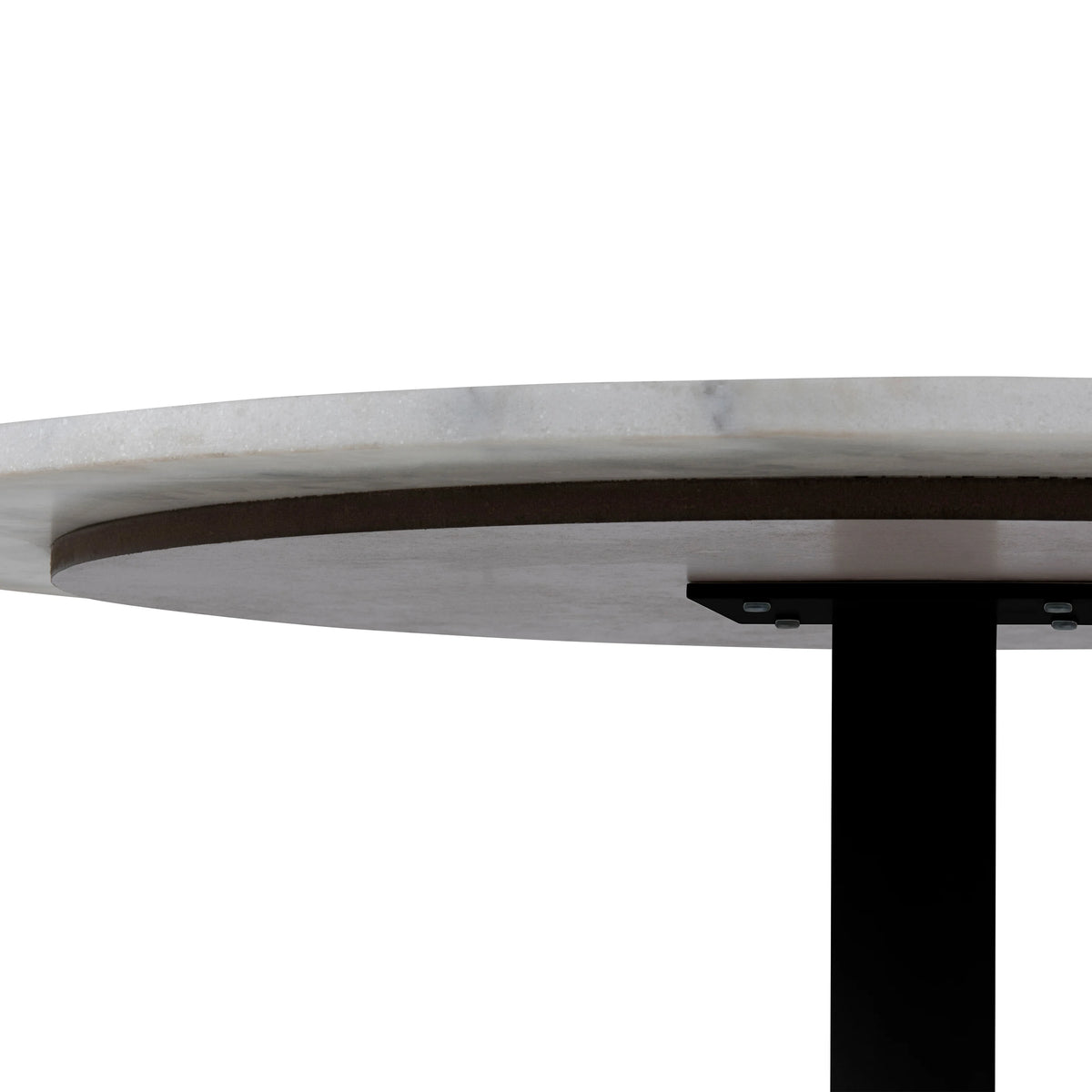 Tarifa Round Dining Table with White Polished Marble Top and Black Base 110x75cm