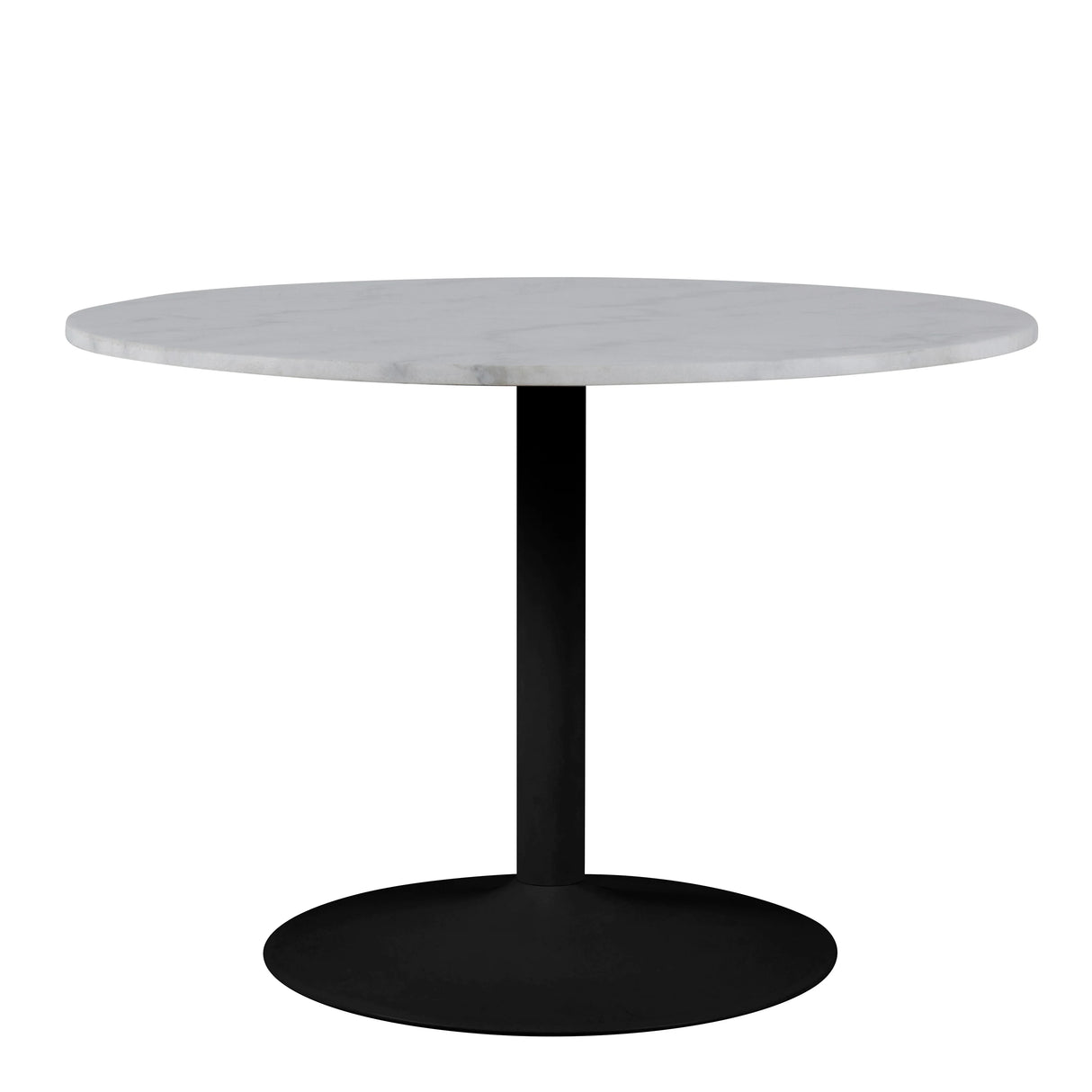 Tarifa Round Dining Table with White Polished Marble Top and Black Base 110x75cm