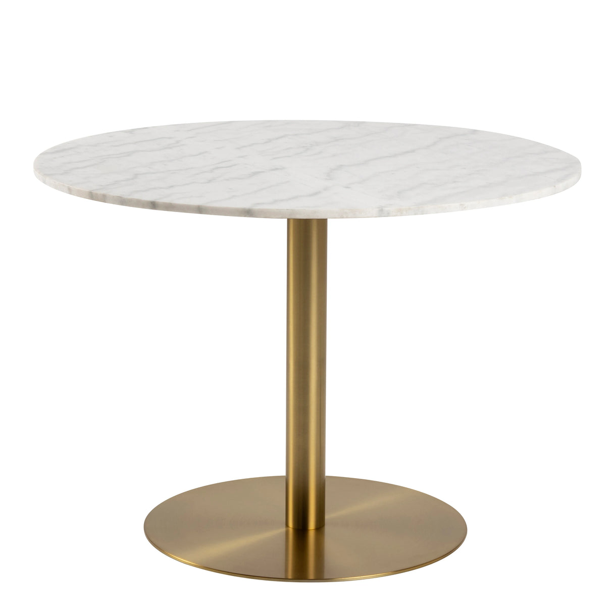 Corby Round Dining Table with White Polished Marble Top & Gold Base 105x75cm