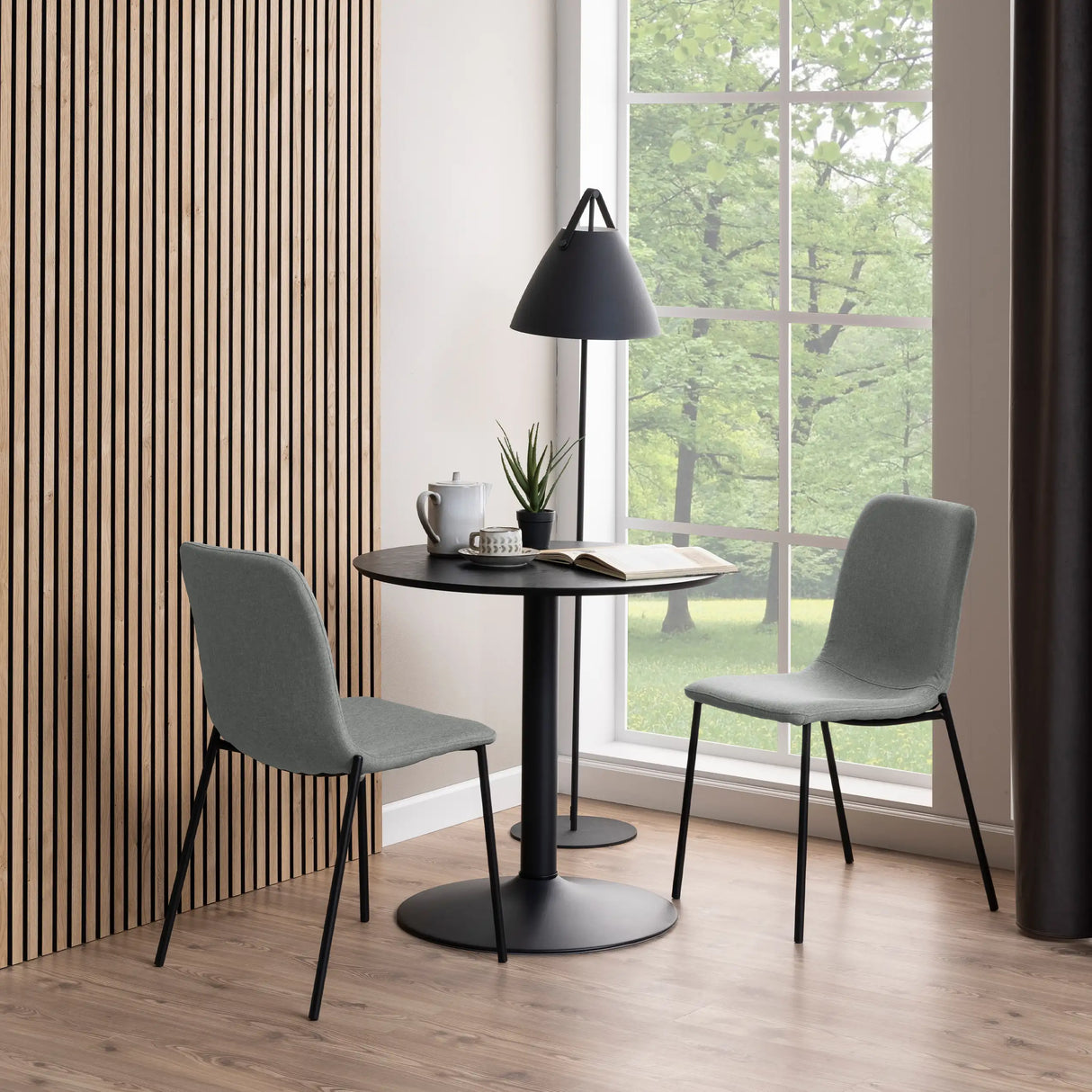Ibiza Small Round Caf Table with Black Ash Top and Matt Black Base