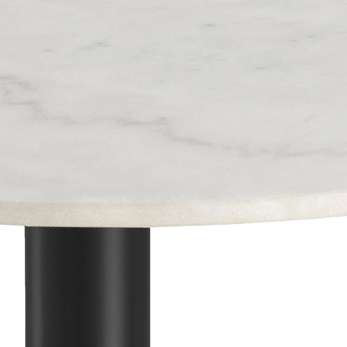 Corby Round Dining Table with White Polished Marble Top & Black Base 105x75cm