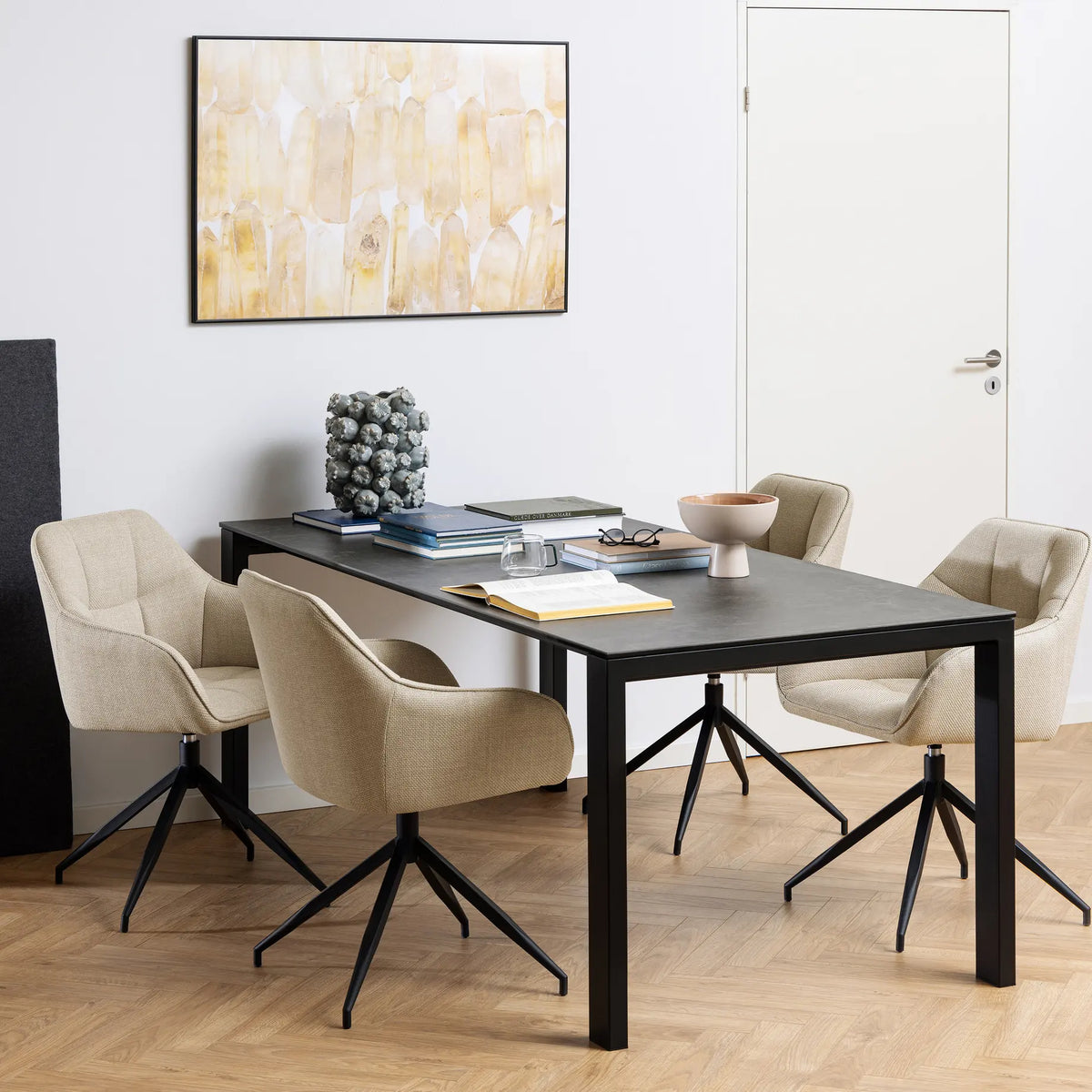 Brentford Matt Black Ceramic Dining Table 200x75cm