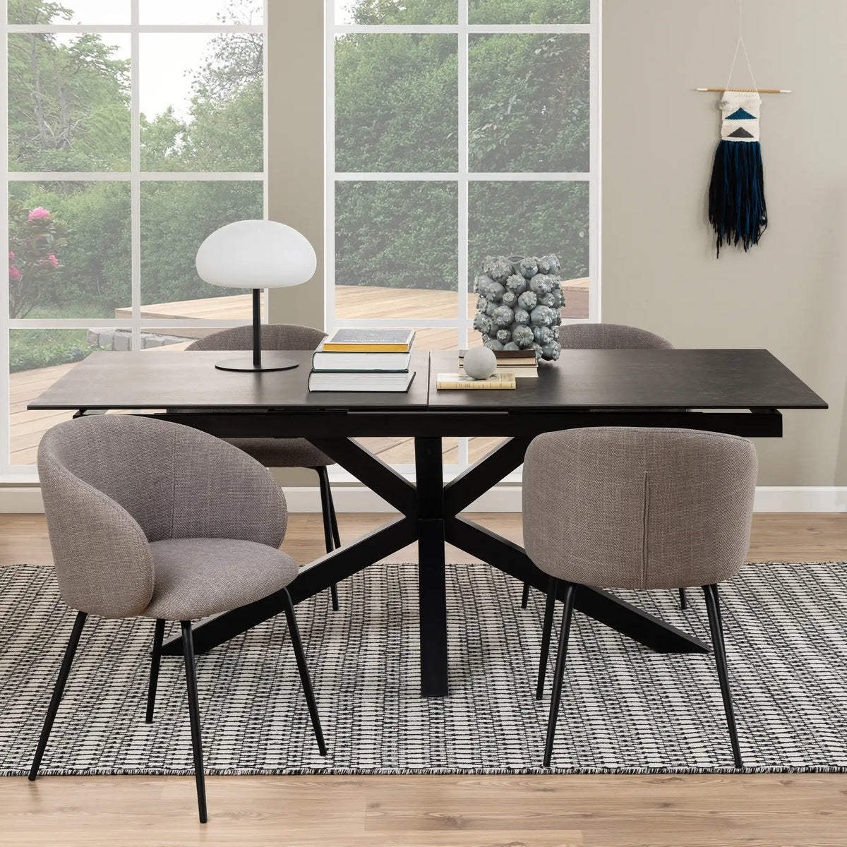Heaven Extendable Dining Table with Ceramic Black Top 200240cm