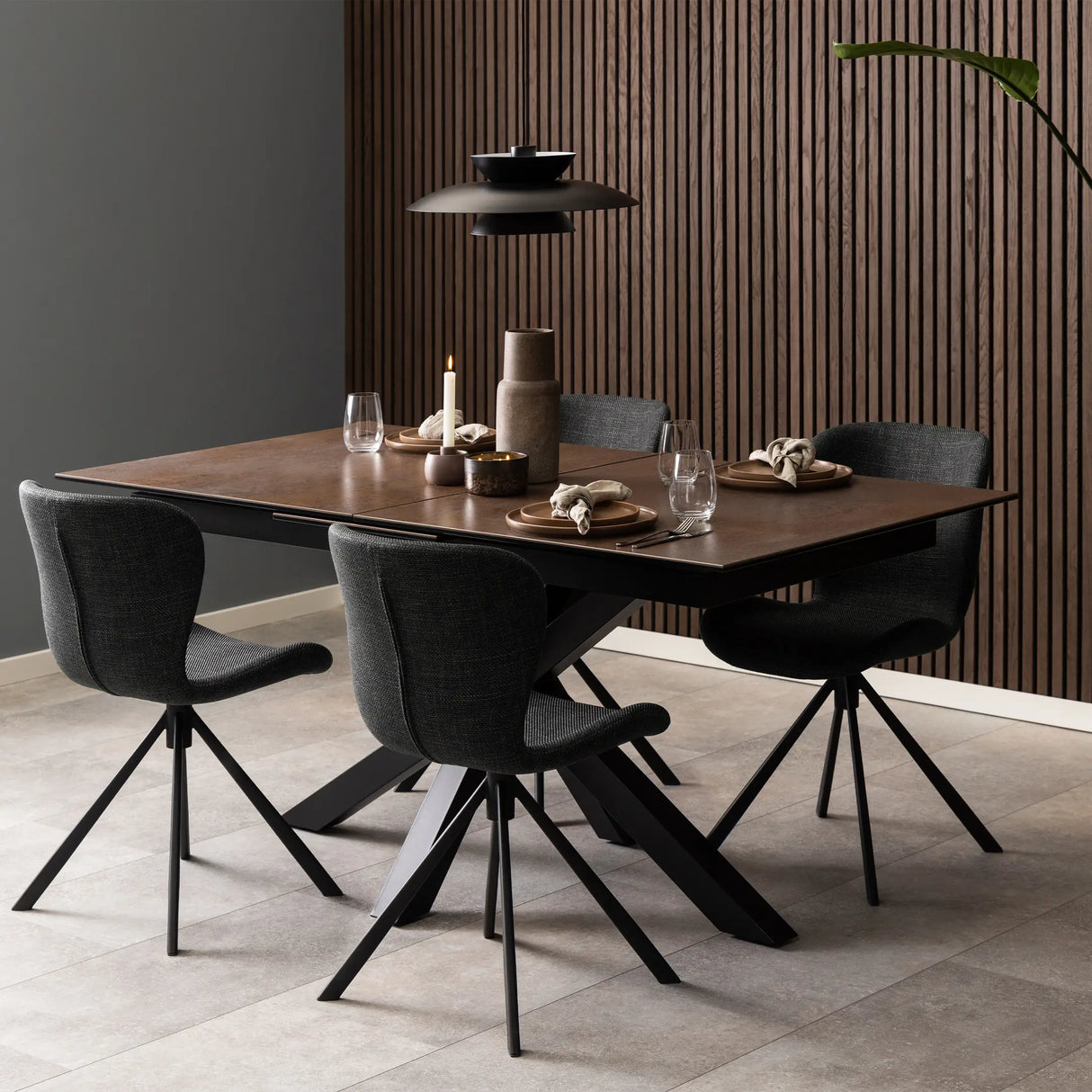 Heaven Extendable Dining Table with Ceramic Rusty Brown Top 168210cm