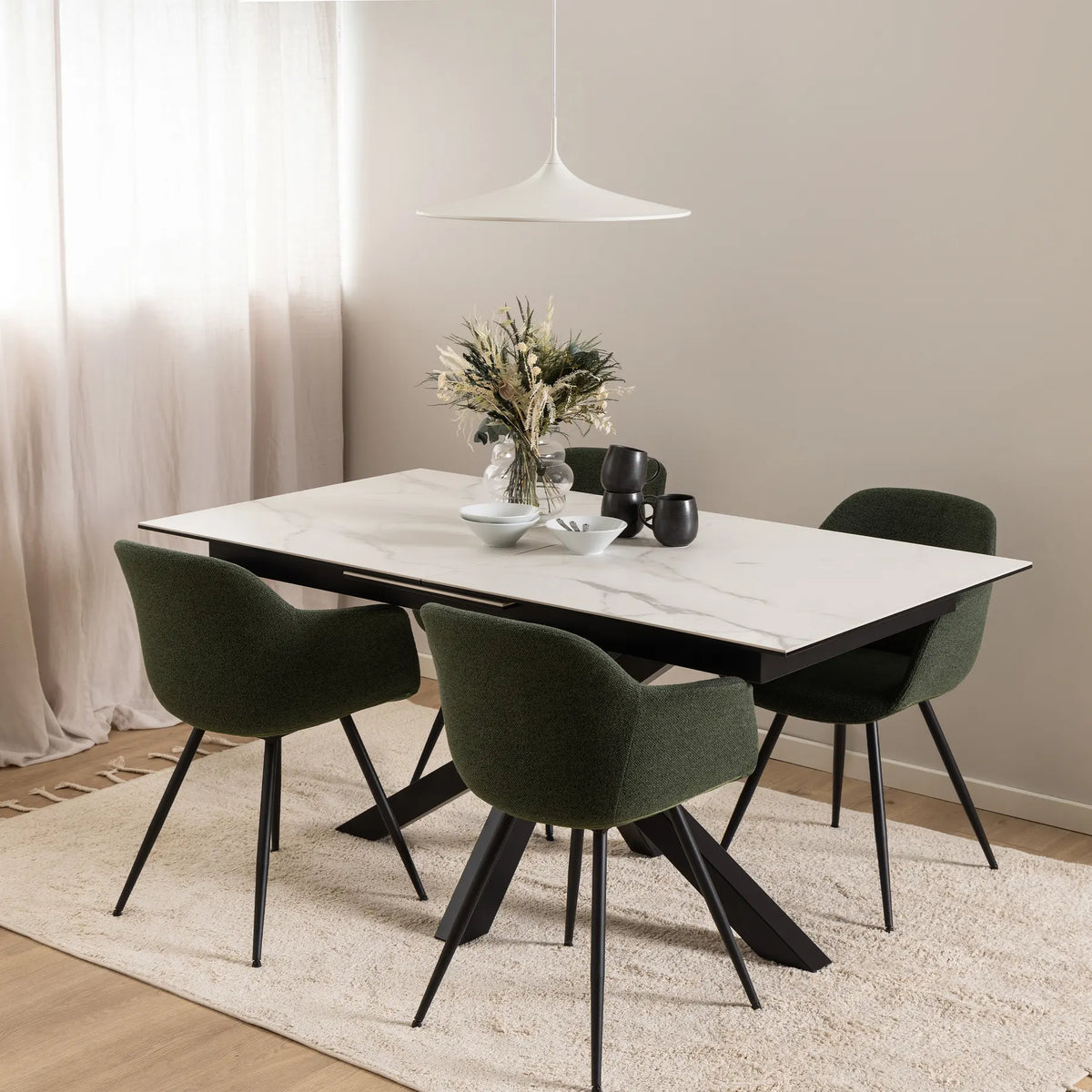 Heaven Extendable Dining Table with Ceramic White Top 168210cm