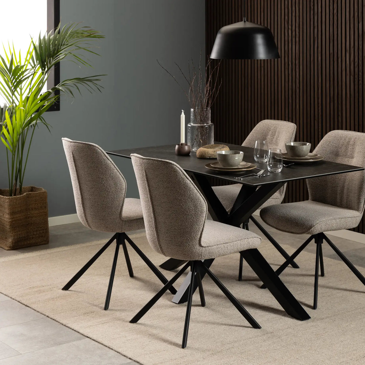 Heaven Dining Table with Ceramic Black Top 135x75.5cm