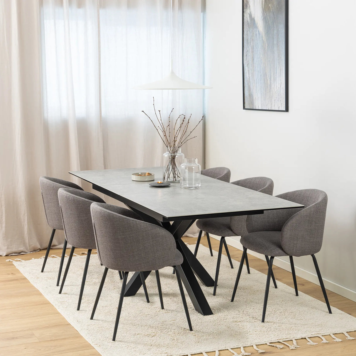 Heaven Extendable Dining Table with Ceramic Grey Top 168210cm
