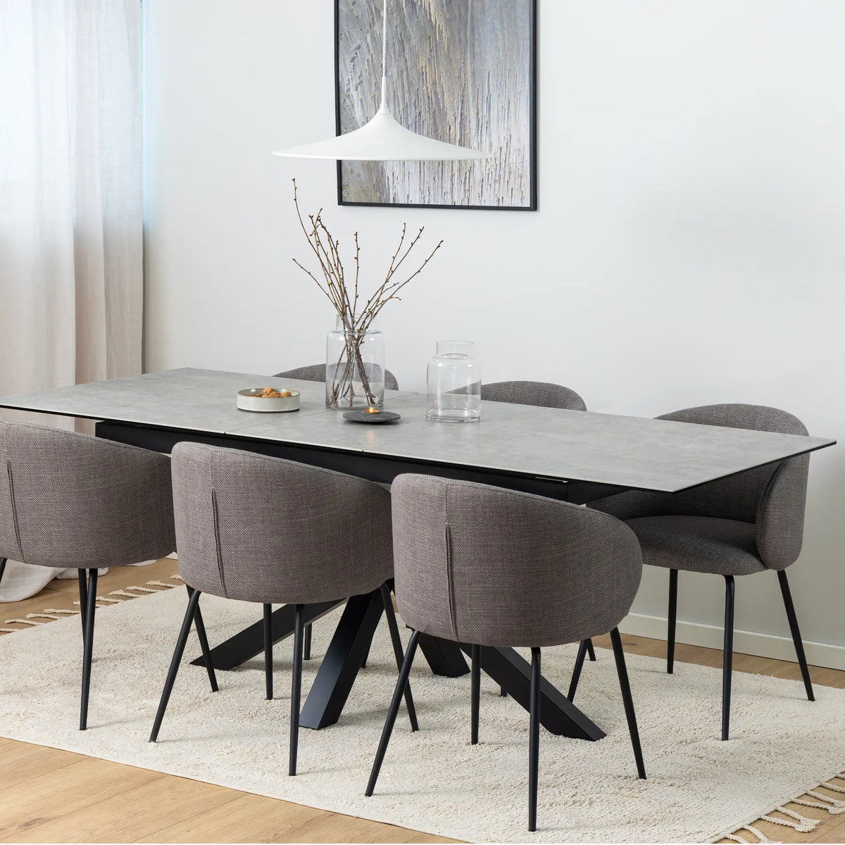Heaven Extendable Dining Table with Ceramic Grey Top 168210cm
