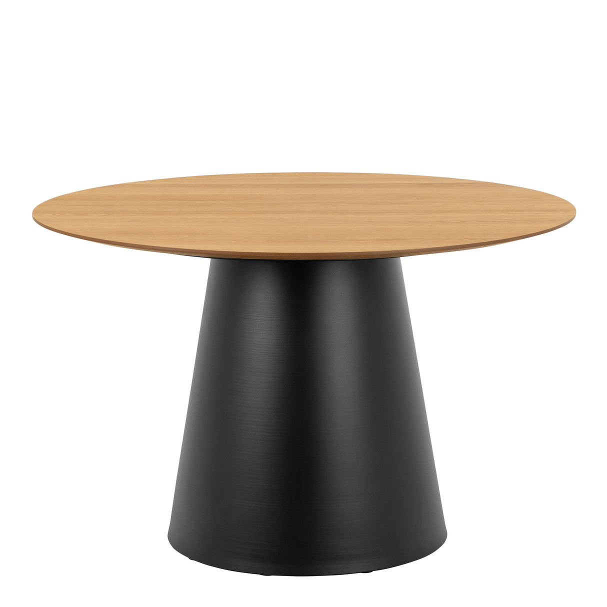 Soli Round Dining Table in Oak/Black 120x75cm Includes 4 Darlene Dining Chair with Armrest and Swivel Function in Grey