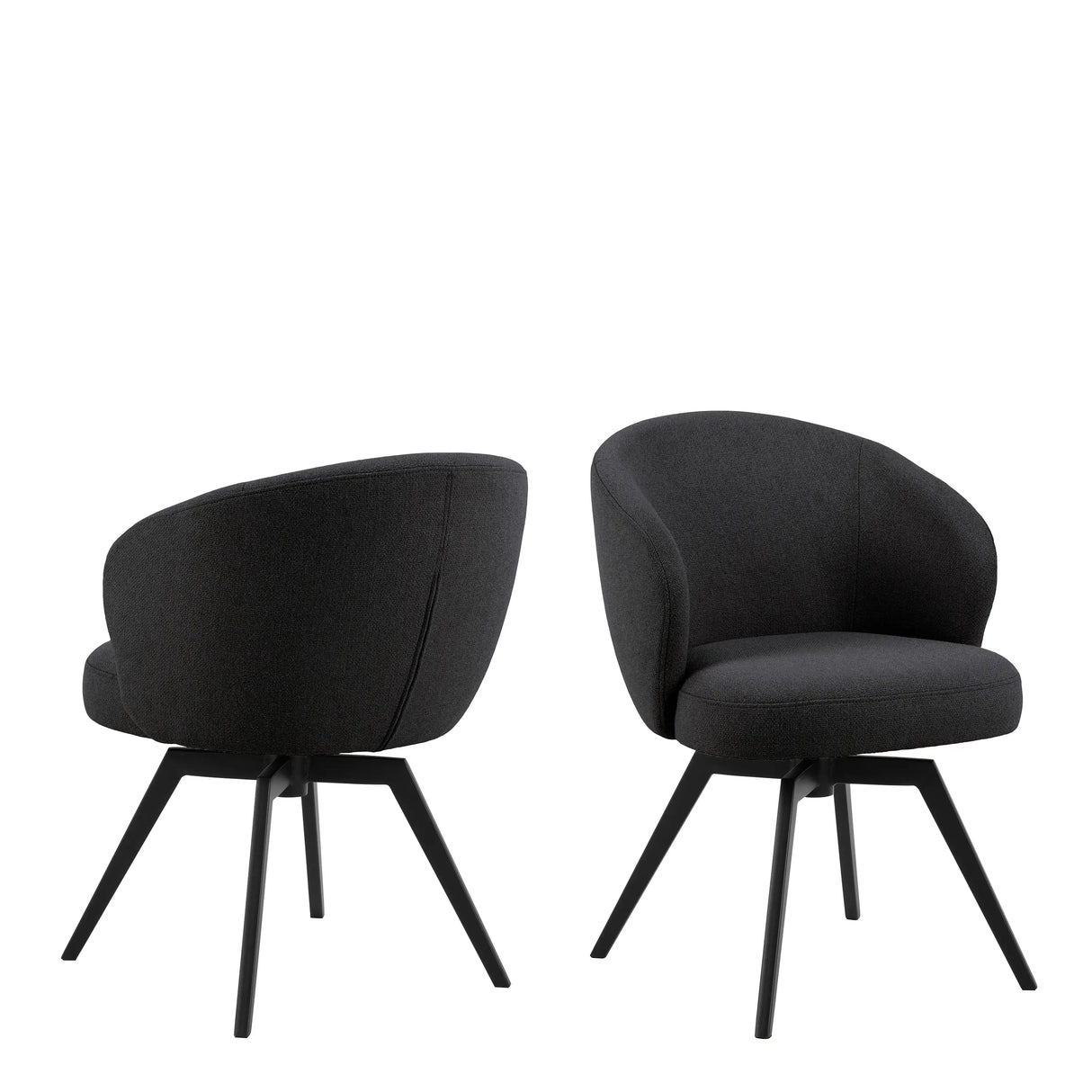 Soli Round Dining Table in Oak/Black 120x75cm includes 4 Darlene Dining Chair includes Armrest and Swivel Function in Black