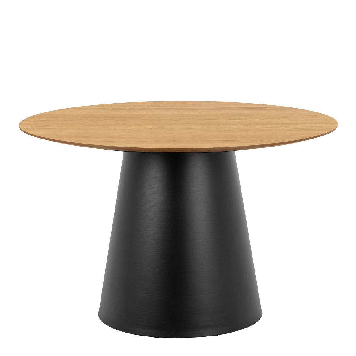 Soli Round Dining Table in Oak/Black 120x75cm includes 4 Darlene Dining Chair includes Armrest and Swivel Function in Beige