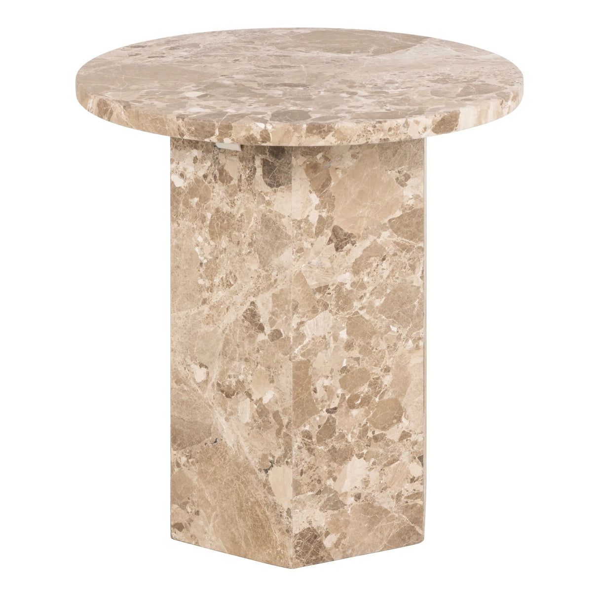 Naxos Round Side Table in Brown Marble 50x50cm