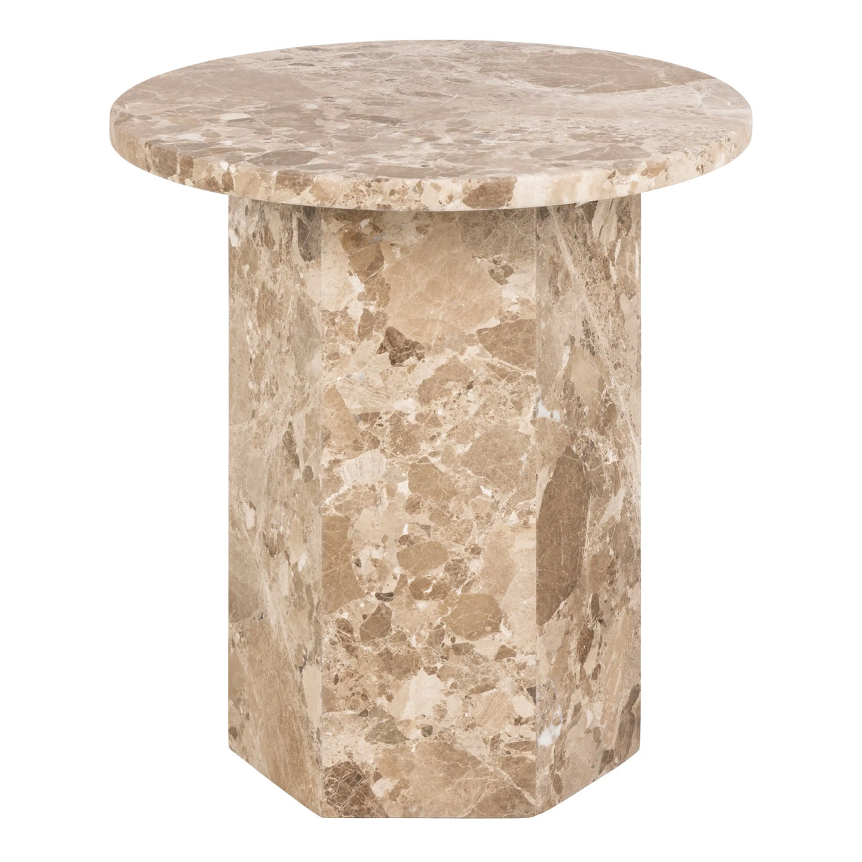 Naxos Round Side Table in Brown Marble 50x50cm