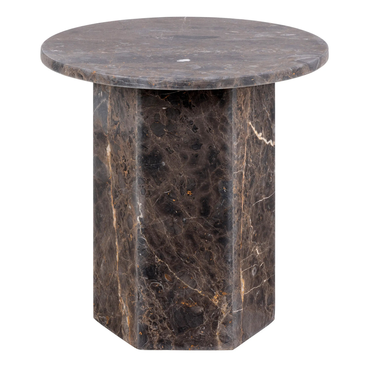 Naxos Round Side Table in Marron Marble