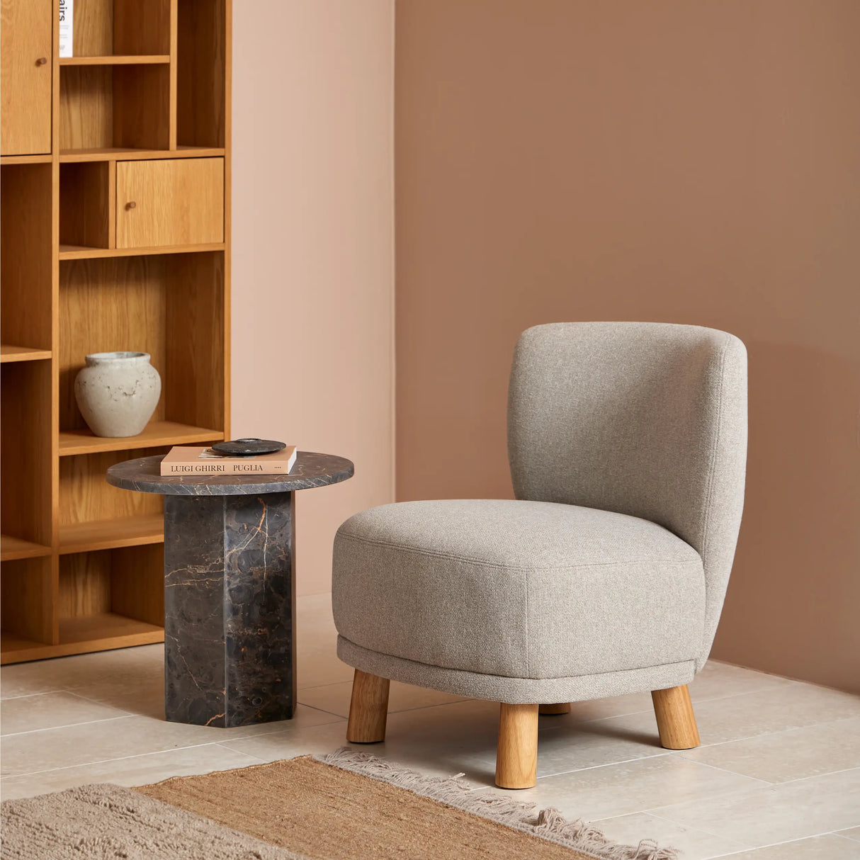 Naxos Round Side Table in Marron Marble