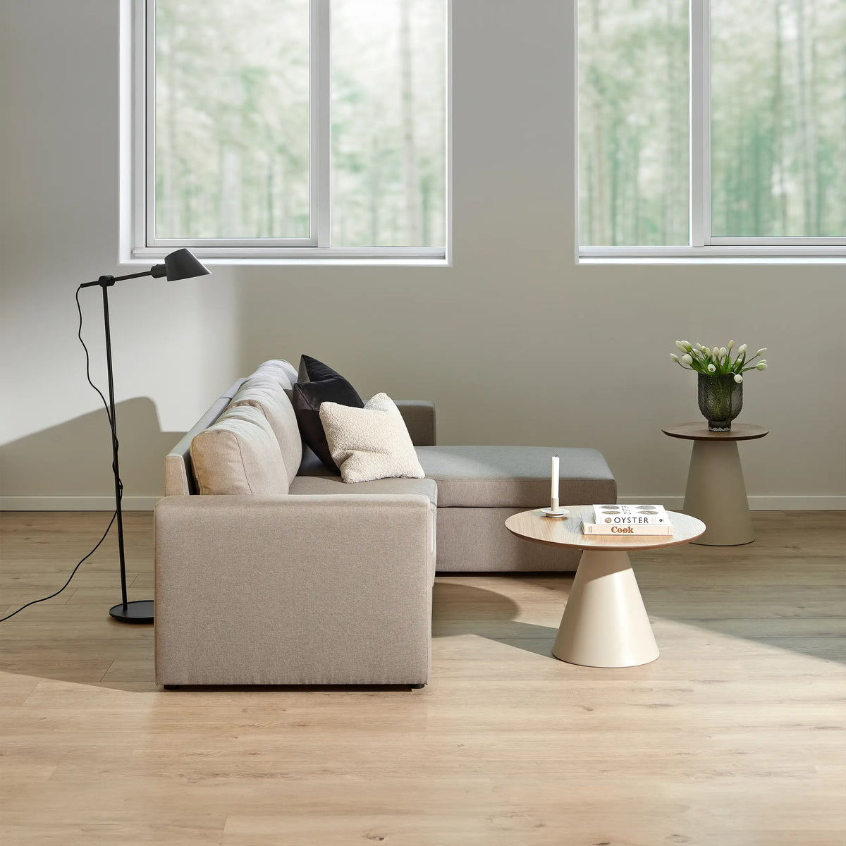 Soli Round Coffee Table in Oak/Grey 85x40cm