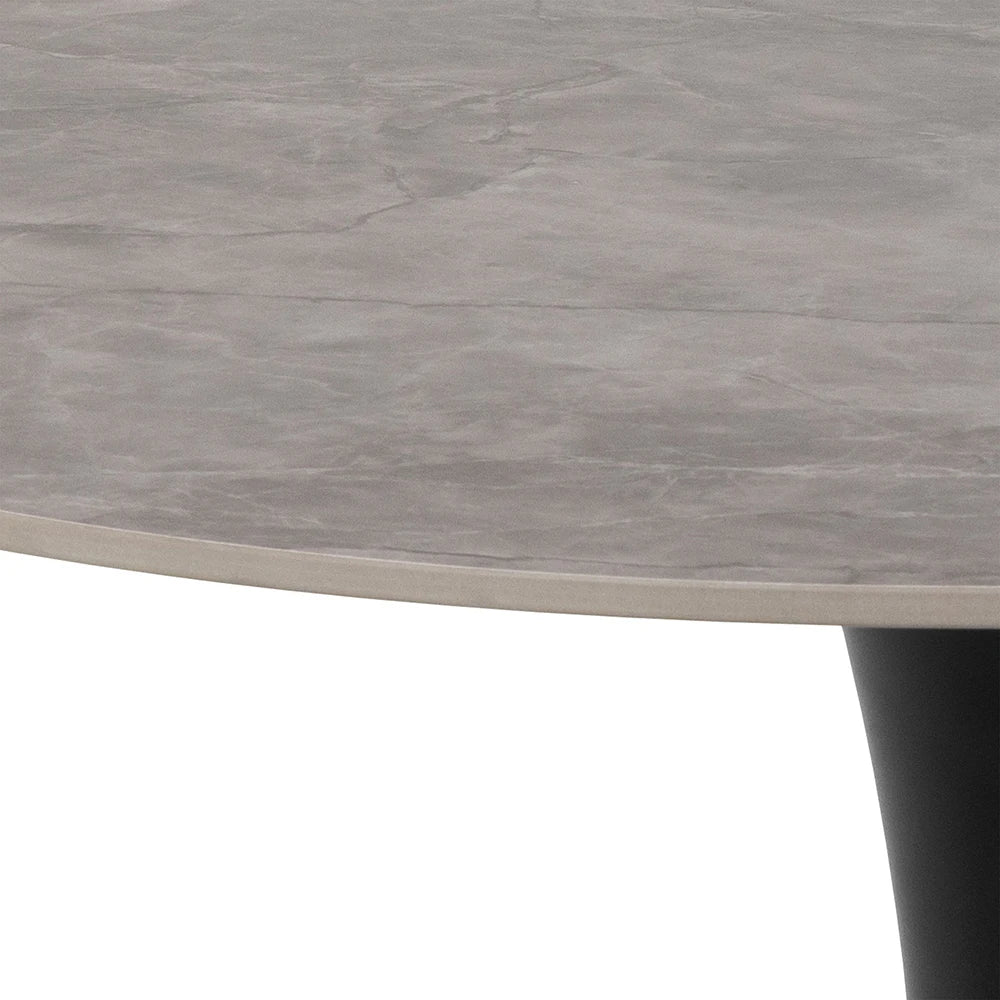 Malta Ceramic Round Dining Table Grey/Black 90x75cm
