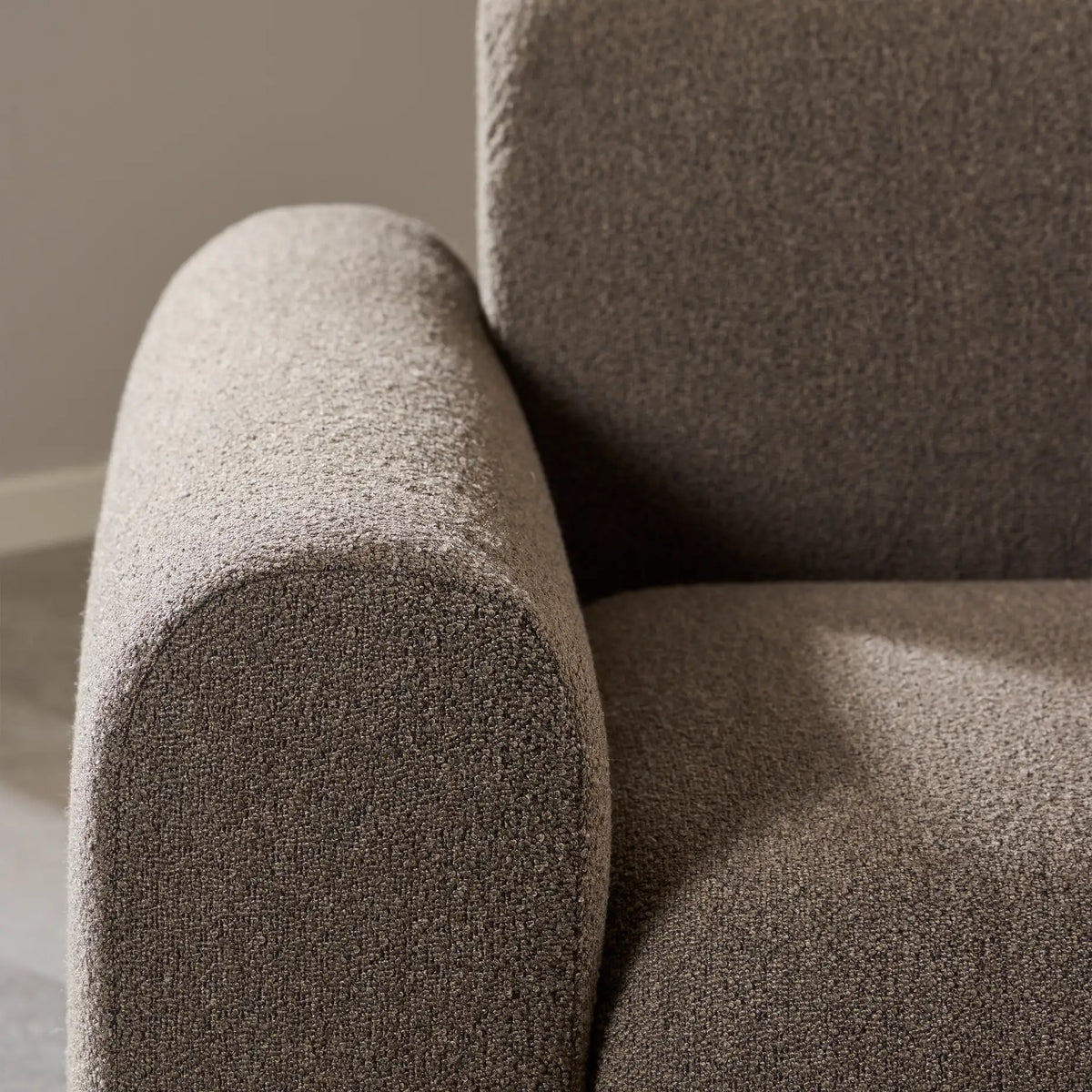 Midfield Right Hand Facing 2 Seater Chaise Longue in Boucle Taupe Fabric