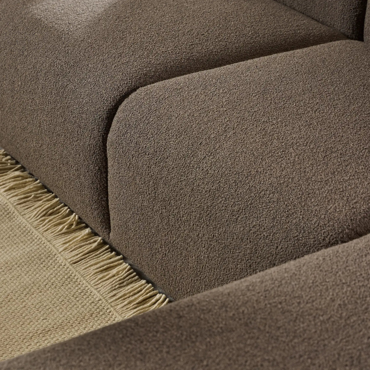 Midfield Right Hand Facing 2 Seater Chaise Longue in Boucle Taupe Fabric
