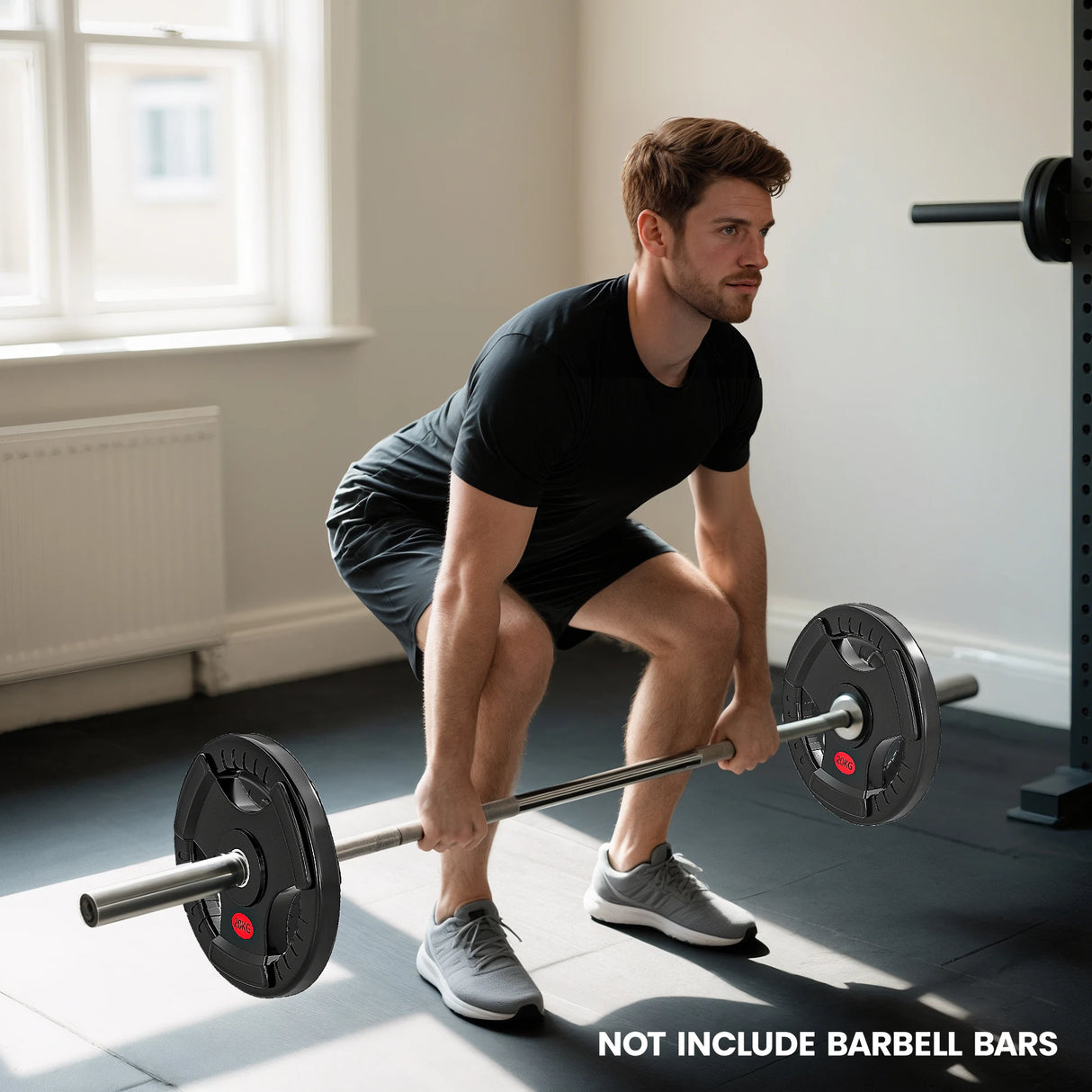 SPORTNOW Olympic Weight Plate, 2"/5cm Weight Disc with Tri-Grips, 20kg Dumbbell Plate for Weightlifting and Strength Training Home Gym Fitness Workout, Black