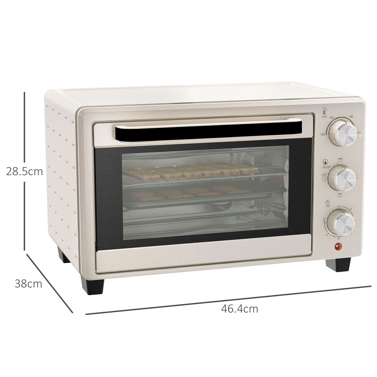 HOMCOM 21L Mini Countertop Oven, 100C-230C Adjustable Temp - White