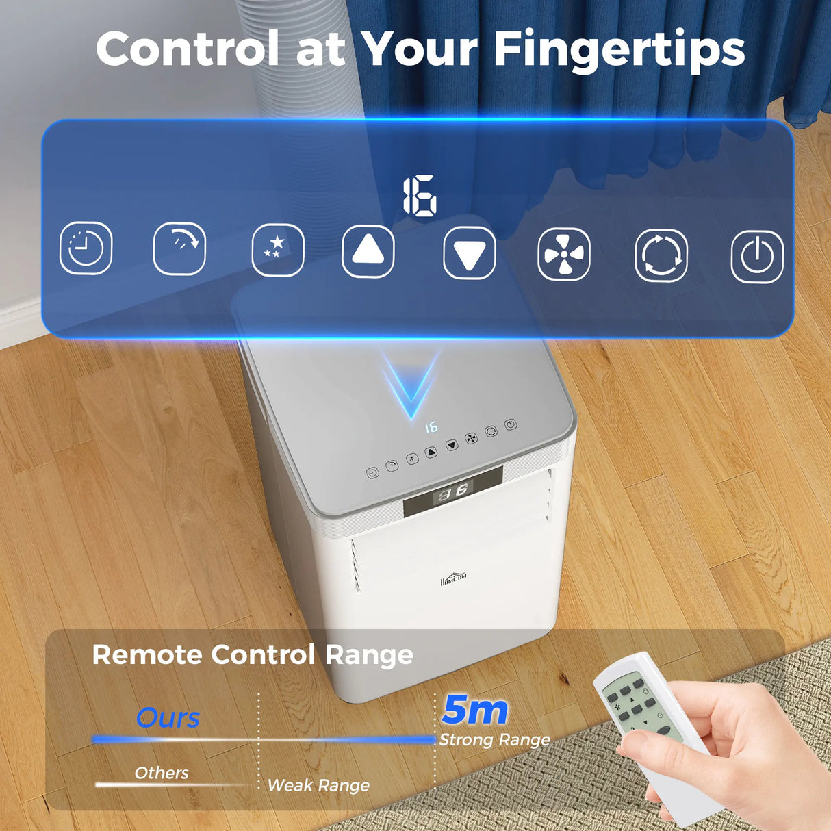 HOMCOM 7000 BTU Air Conditioning Unit, 3-in-1 Portable Air Conditioner, Dehumidifier, Cooling Fan with Remote Control, LED Display, 2 Speeds, 24H Timer, Window Venting Kit, 15m2