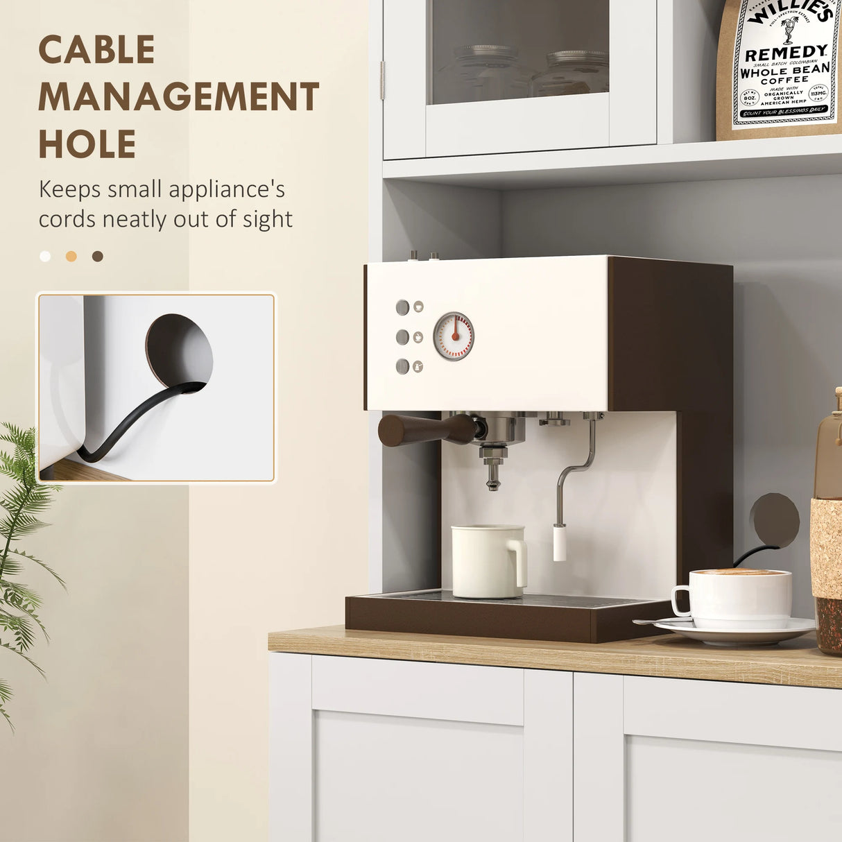 HOMCOM Two-Part Kitchen Storage Cabinet - White