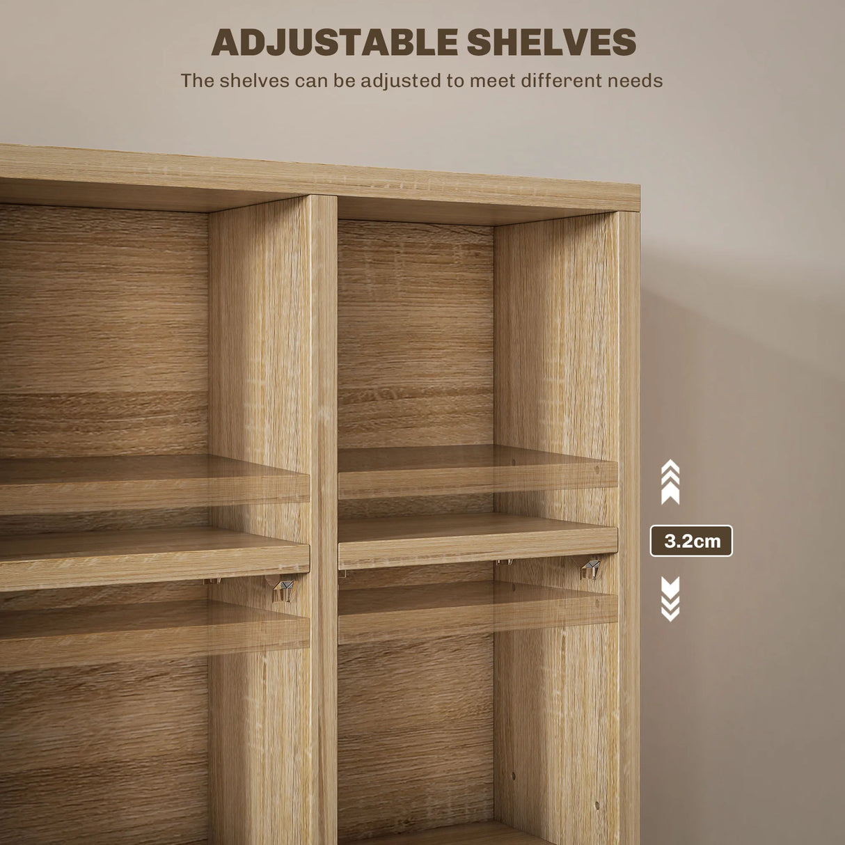 HOMCOM CD Storage Unit with Adjustable Shelves, 89 x 130.5 cm, Nature Wood Finish