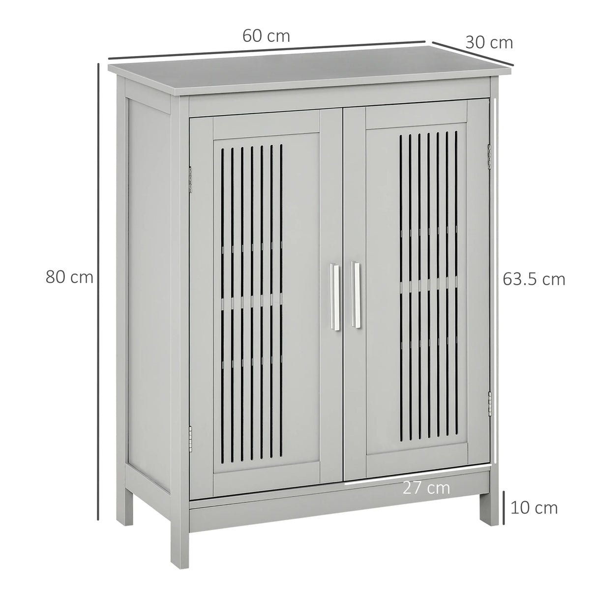 kleankin Modern Bathroom Floor Cabinet - Grey