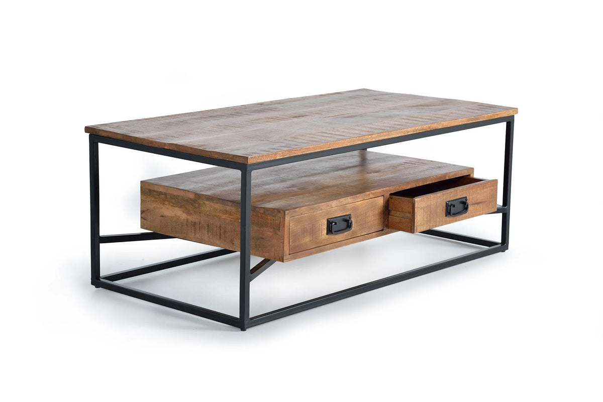 Giner and Colomer - Mango Wood & Metal Coffee Table With 2 Drawers