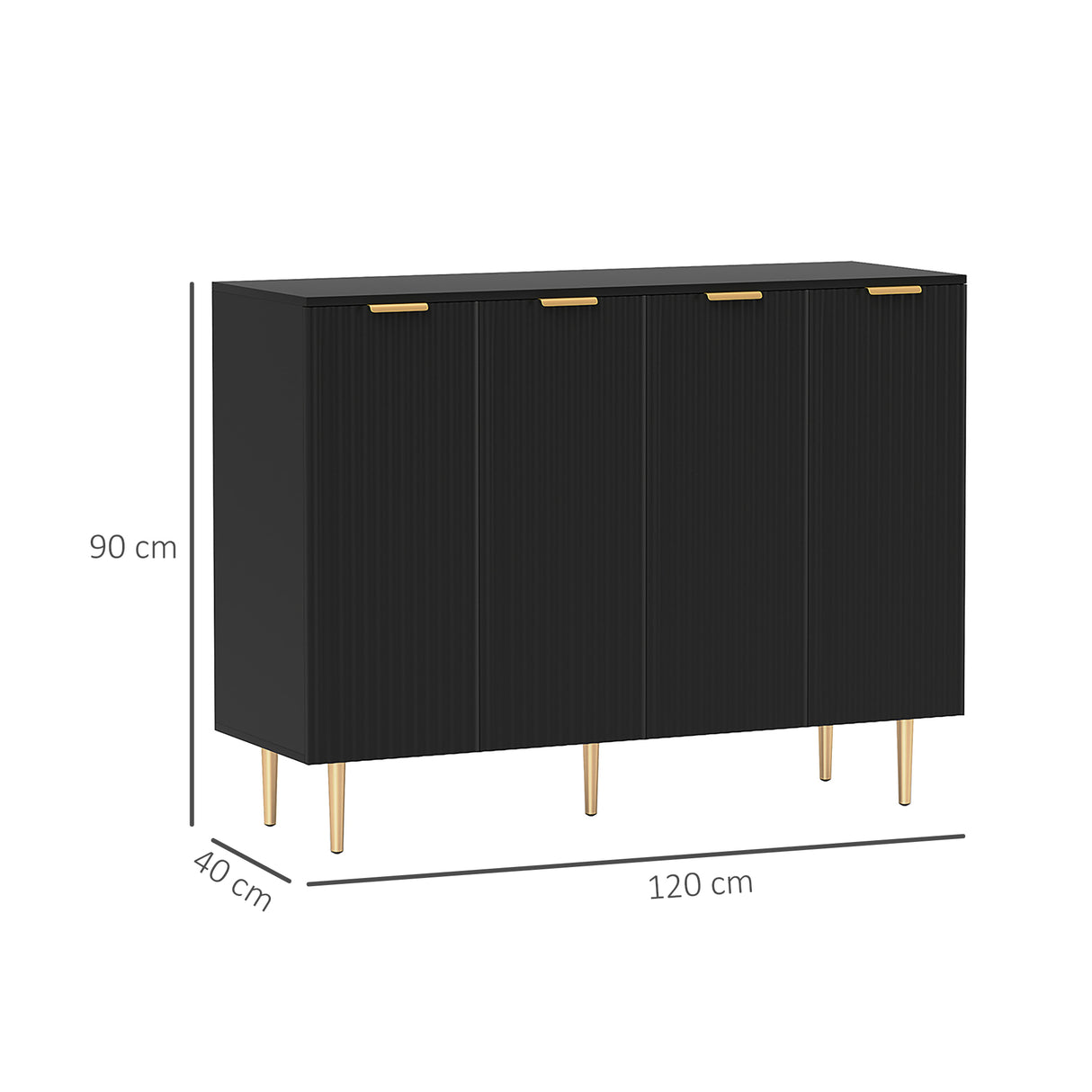 HOMCOM Sideboard Buffet Cabinet, Modern Kitchen Storage Cabinet with 4 Doors and Adjustable Shelves Black