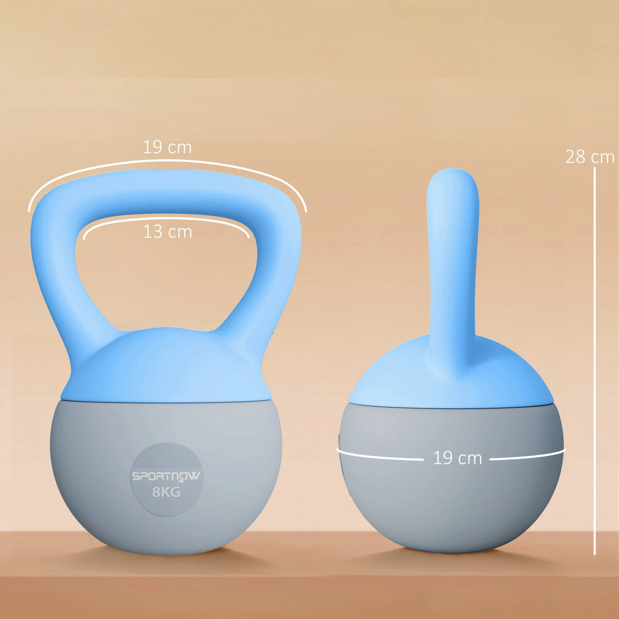 SPORTNOW 8KG Soft Kettlebell, Kettlebell with Non-Slip Handle for Home Gym, Weight Lifting, Strength Training, Light Blue/Grey