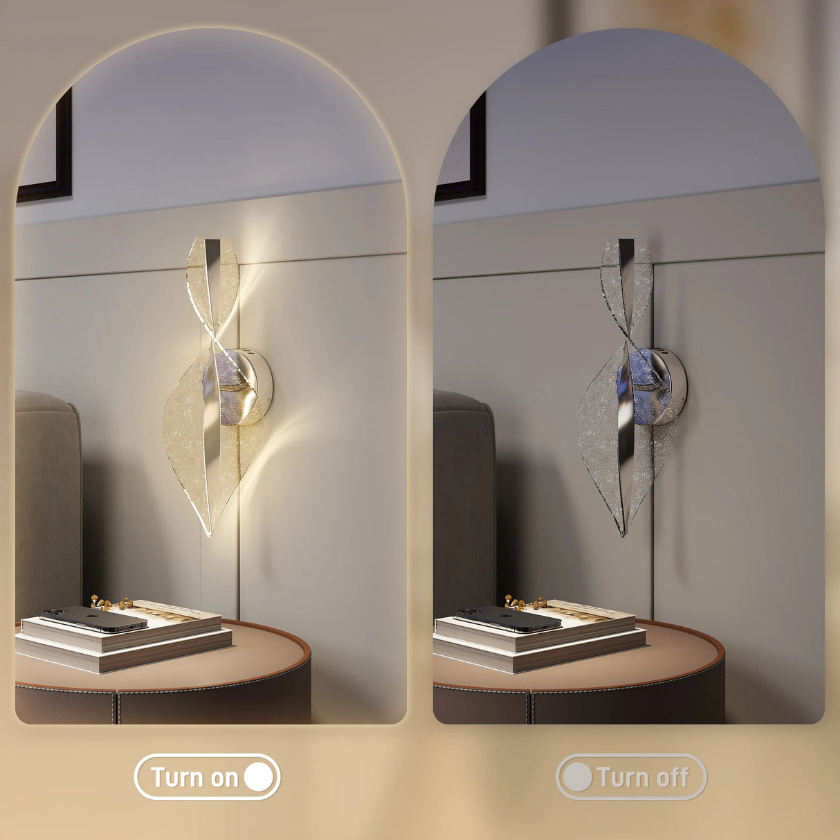 HOMCOM Led Wall Lamp 2 Pack, 13W Modern Indoor Spiral Wall Light, Colour Temperature Adjustable 3000K/4000K/6500K, for Bedroom, Living Room, Hallway, Stairs, Silver Tone